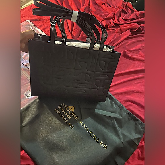 Brand new unused Black Medium Mooseknuckle X Telfar collab leather tote bag - Picture 3 of 4